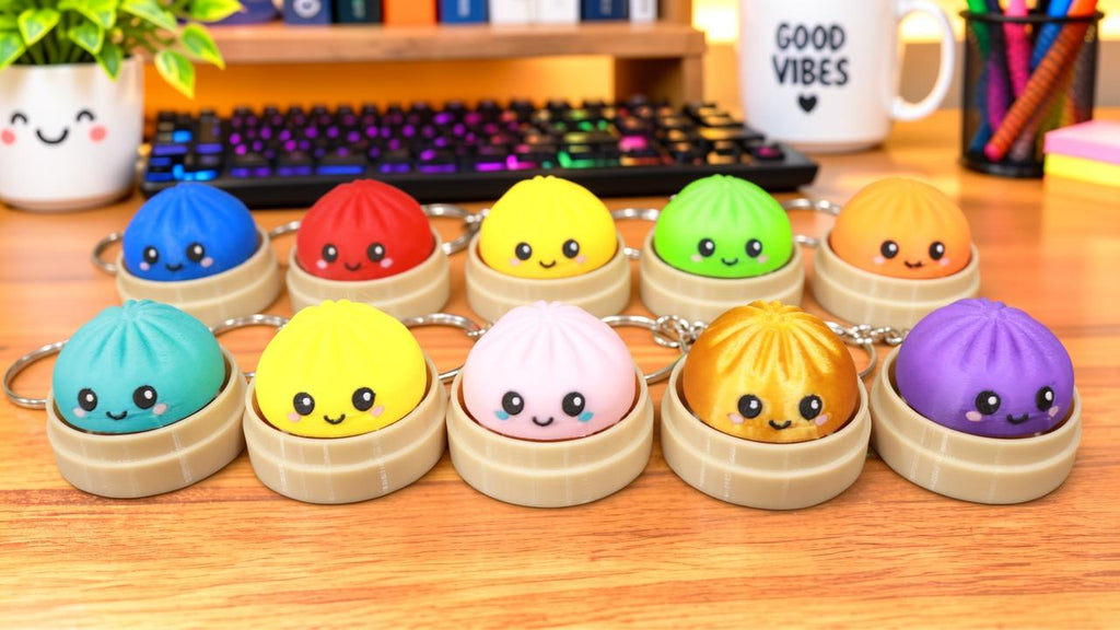 Cute Dumpling Fidget Clicker Keychain