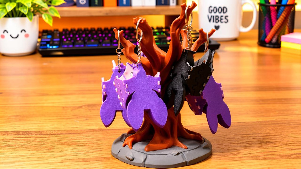 Articulated Bat Keychain with Magnetic Folding Wings