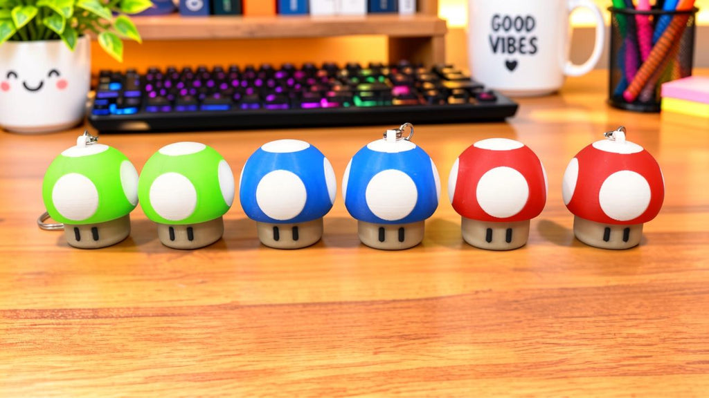 3D Printed Mushroom Fidget Clicker Keychain