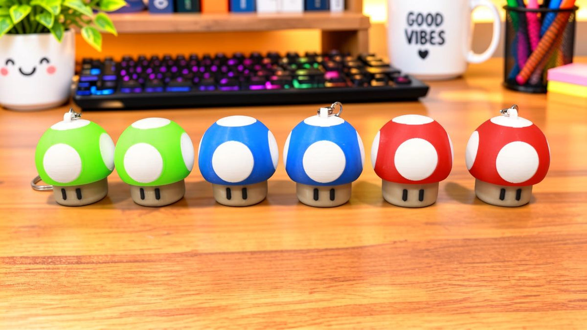 3D Printed Mushroom Fidget Clicker Keychain