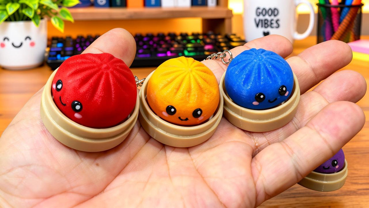 Cute Dumpling Fidget Clicker Keychain
