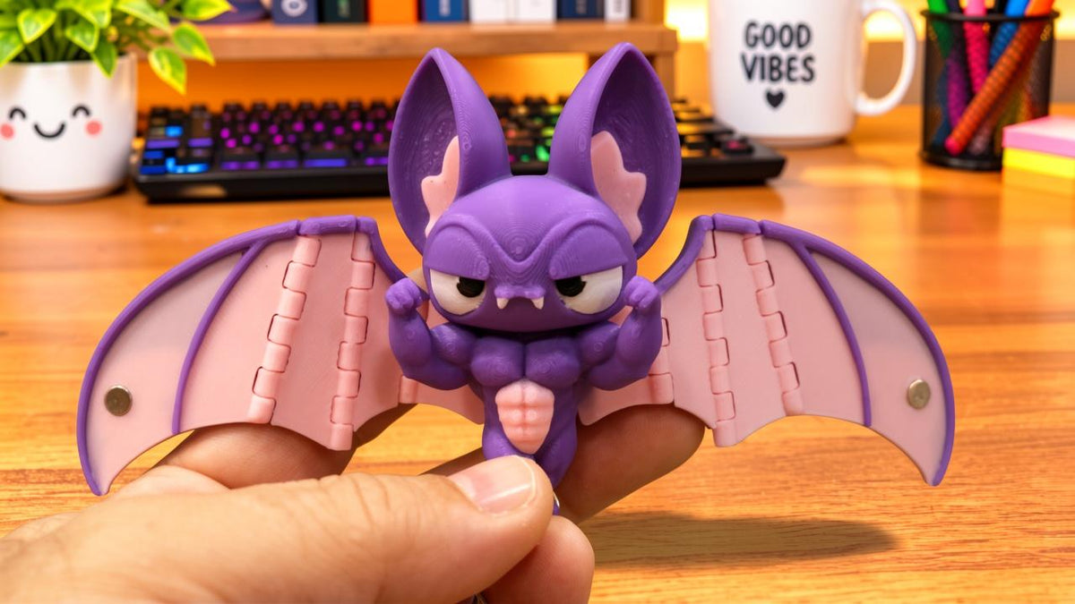 Articulated Bat Keychain with Magnetic Folding Wings