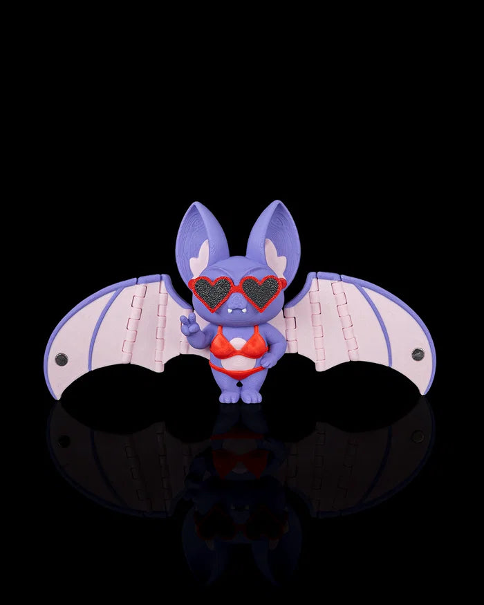 Articulated Bat Keychain with Magnetic Folding Wings