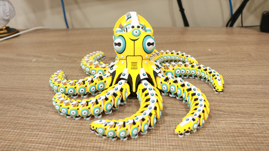 Articulated Robo Octopus Fidget Toy - 3D Printed Mechanical Cyberpunk Sea Creature