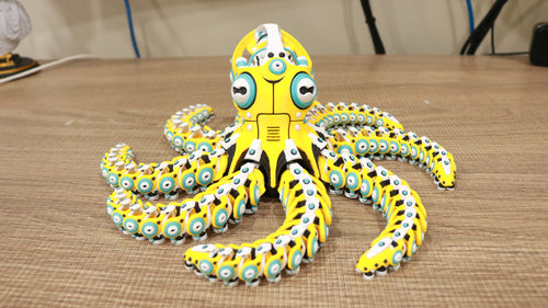 Articulated Robo Octopus Fidget Toy - 3D Printed Mechanical Cyberpunk Sea Creature