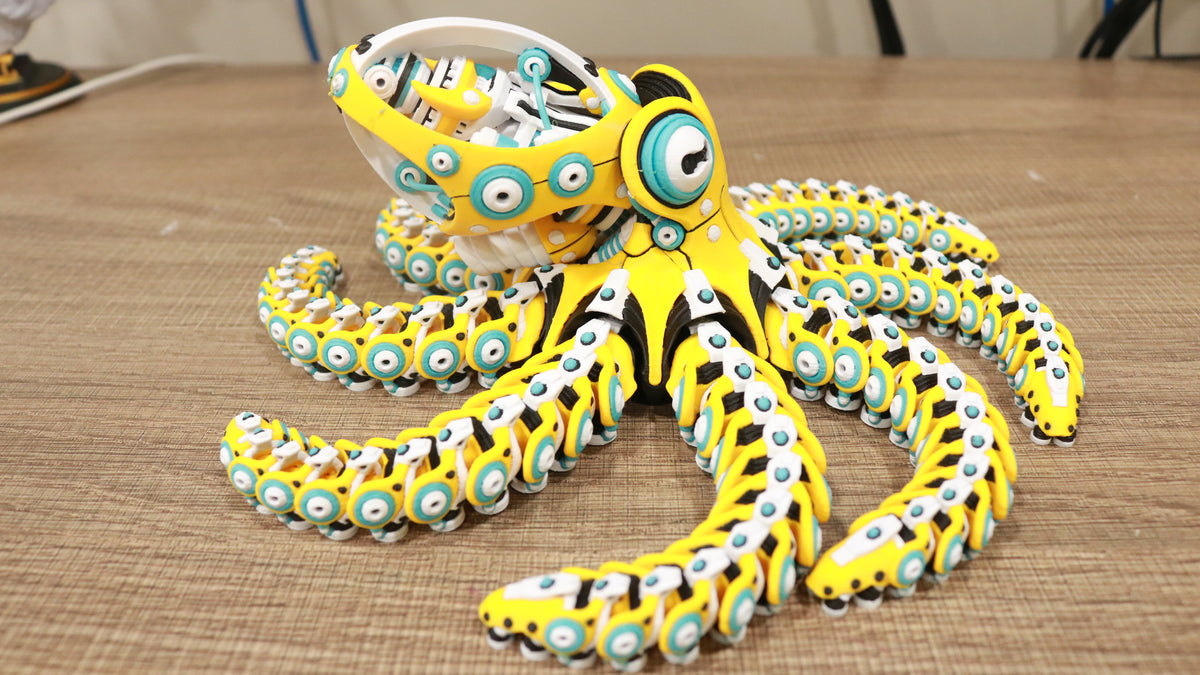Articulated Robo Octopus Fidget Toy - 3D Printed Mechanical Cyberpunk Sea Creature