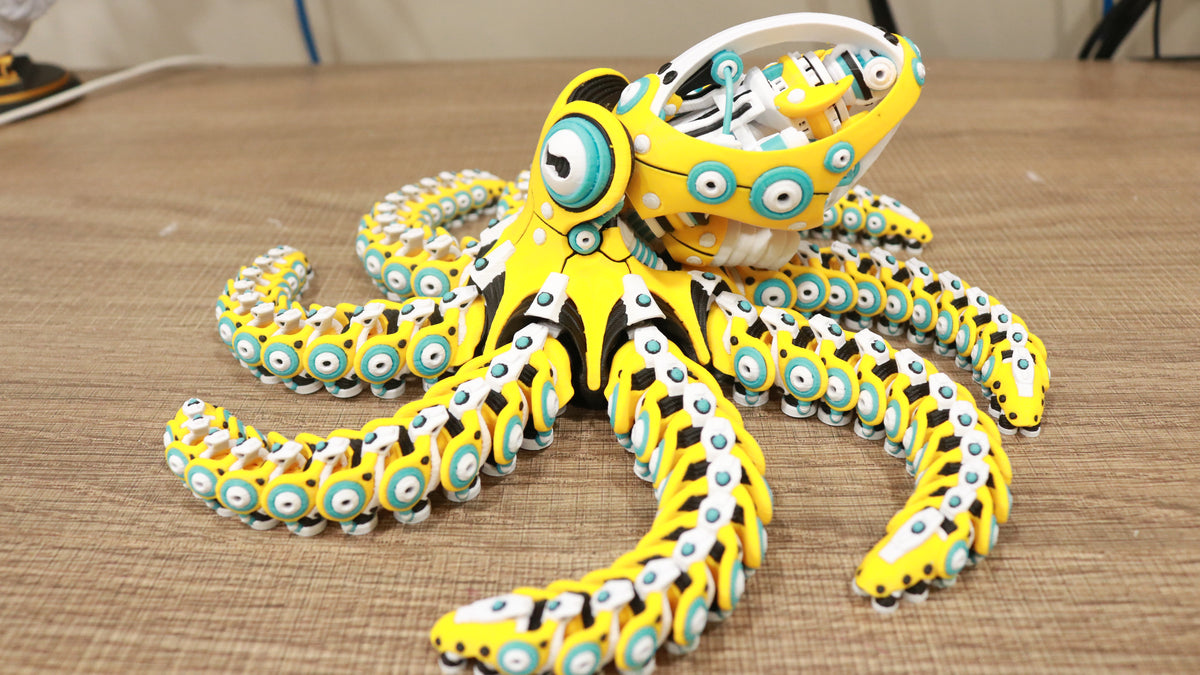 Articulated Robo Octopus Fidget Toy - 3D Printed Mechanical Cyberpunk Sea Creature