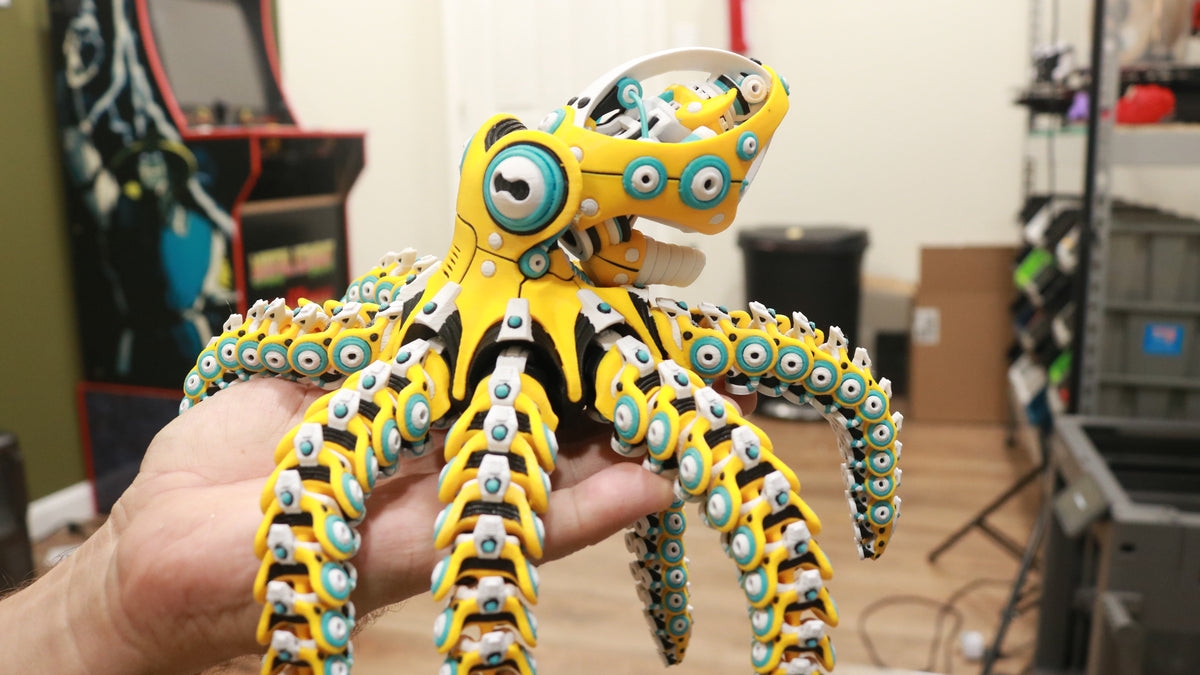 Articulated Robo Octopus Fidget Toy - 3D Printed Mechanical Cyberpunk Sea Creature