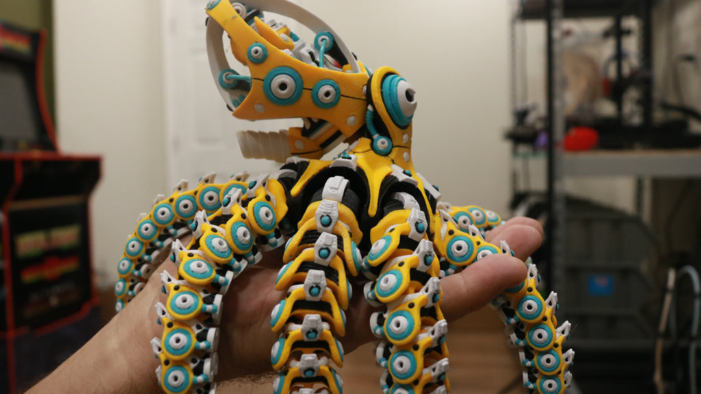 Articulated Robo Octopus Fidget Toy - 3D Printed Mechanical Cyberpunk Sea Creature