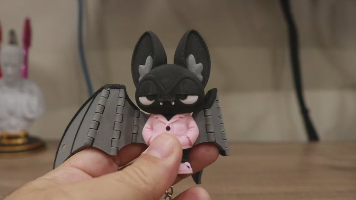 Articulated Bat Keychain with Magnetic Folding Wings